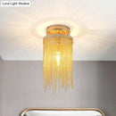 DecorBites™ Modern Metal Chain Semi Flush Mount Lamp - 1 Light Ceiling Fixture for Living Room in Gold/Chrome/Blue