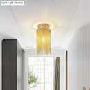 DecorBites™ Modern Metal Chain Semi Flush Mount Lamp - 1 Light Ceiling Fixture for Living Room in Gold/Chrome/Blue