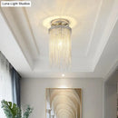 DecorBites™ Modern Metal Chain Semi Flush Mount Lamp - 1 Light Ceiling Fixture for Living Room in Gold/Chrome/Blue