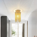 DecorBites™ Modern Metal Chain Semi Flush Mount Lamp - 1 Light Ceiling Fixture for Living Room in Gold/Chrome/Blue