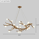 Art deco bronze metal tree branch island light for dining room