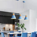 DecorBites™ Modern Metallic Cone Hanging Light Kit with Wood Top - 3 Heads Island Lighting Fixture