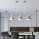 DecorBites™ Modern Metallic Cone Hanging Light Kit with Wood Top - 3 Heads Island Lighting Fixture