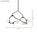 DecorBites™ Modern Milk Glass Tree Branch Ceiling Suspension Lamp, Black/Gold Hanging Light Fixture - 5/8 Bulbs for Dining Room
