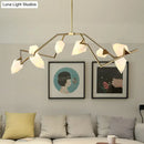 DecorBites™ Modern Milk Glass Tree Branch Ceiling Suspension Lamp, Black/Gold Hanging Light Fixture - 5/8 Bulbs for Dining Room