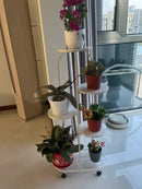 Modern gold 5 tier plant stand with wheels living room flower rack