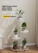 Modern gold 5 tier plant stand with wheels living room flower rack