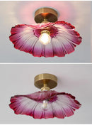 Modern green leaf glass e27 ceiling lights for bedroom interiors
