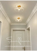 Modern green leaf glass e27 ceiling lights for bedroom interiors