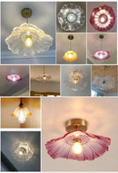 Modern green leaf glass e27 ceiling lights for bedroom interiors