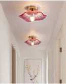 Modern green leaf glass e27 ceiling lights for bedroom interiors