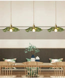 Modern green leaf glass e27 ceiling lights for bedroom interiors