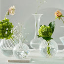 Modern nordic glass ribbed vase set living room decor