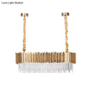 DecorBites™ Modern Oblong Island Pendant Lamp with Crystal Rods in Gold - 6/8 Light, 23.5"/31.5" Wide