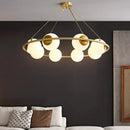 DecorBites™ Modern Opal Glass Ball Chandelier - 8-Head Brass Hanging Ceiling Lamp with Elegant Ring Design