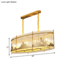 DecorBites™ Modern Oval Crystal Rod Island Pendant Lamp with Gold Carved Mountain Pattern
