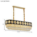 DecorBites™ Modern Oval Island Light with 10 Black Crystal Heads for Hanging over Table