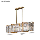 DecorBites™ Modern Rectangular Hanging Lamp, 5 Bulbs, Prismatic Crystal - Gold Island Pendant Light
