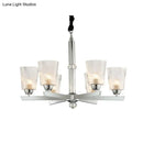 DecorBites™ Modern Ribbed Glass Chandelier Pendant - Chrome Finish, 6 Lights for Living Room Ceiling