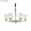 DecorBites™ Modern Ribbed Glass Chandelier Pendant - Chrome Finish, 6 Lights for Living Room Ceiling