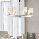 DecorBites™ Modern Ribbed Glass Chandelier Pendant - Chrome Finish, 6 Lights for Living Room Ceiling