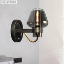 Modern smoked glass mushroom sconce black and brass bedroom light