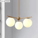 DecorBites™ Modern White Frosted Glass Globe Chandelier - 3-Light Gold Ceiling Pendant Lamp for Bedrooms
