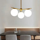 DecorBites™ Modern White Frosted Glass Globe Chandelier - 3-Light Gold Ceiling Pendant Lamp for Bedrooms