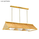 DecorBites™ Modern Wood Bamboo Ceiling Light with Cream Glass Shade