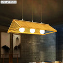 DecorBites™ Modern Wood Bamboo Ceiling Light with Cream Glass Shade