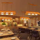 DecorBites™ Modern Wood Bamboo Ceiling Light with Cream Glass Shade