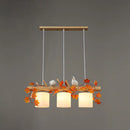 DecorBites™ Modern Wood Linear Island Lighting for Restaurants - Natural Wood Island Light