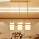 DecorBites™ Modern Wooden 3-Bulb Island Pendant Light with Cylindrical Fabric Shade