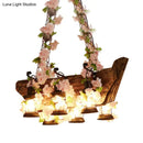 DecorBites™ Modern Wooden Island Pendant Light - Pink/Green - 6 Bulbs LED - Industrial Style Hanging Lamp Kit