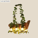 DecorBites™ Modern Wooden Island Pendant Light - Pink/Green - 6 Bulbs LED - Industrial Style Hanging Lamp Kit