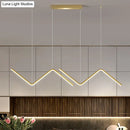 DecorBites™ Modern Zigzag Metal Hanging Lamp - Black/Gold LED Island Pendant in Warm/White Light for Dining Room