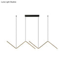 DecorBites™ Modern Zigzag Metal Hanging Lamp - Black/Gold LED Island Pendant in Warm/White Light for Dining Room