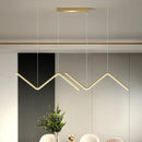 DecorBites™ Modern Zigzag Metal Hanging Lamp - Black/Gold LED Island Pendant in Warm/White Light for Dining Room