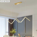 DecorBites™ Modern Zigzag Metal Hanging Lamp - Black/Gold LED Island Pendant in Warm/White Light for Dining Room