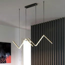 DecorBites™ Modern Zigzag Metal Hanging Lamp - Black/Gold LED Island Pendant in Warm/White Light for Dining Room