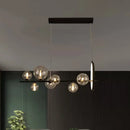 Modernist black 7-bulb glass island light dining room hanging pendant
