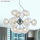 DecorBites™ Modernist Burst Chandelier - Dual Oblate Glass - 12-Light Chrome Suspension Lighting