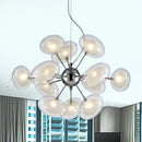 DecorBites™ Modernist Burst Chandelier - Dual Oblate Glass - 12-Light Chrome Suspension Lighting