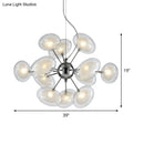 DecorBites™ Modernist Burst Chandelier - Dual Oblate Glass - 12-Light Chrome Suspension Lighting