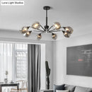 DecorBites™ Modernist Cup Shape Chandelier - Smoke Grey Glass with 8 Lights - Black Pendant Lamp for Living Room