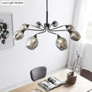 DecorBites™ Modernist Cup Shape Chandelier - Smoke Grey Glass with 8 Lights - Black Pendant Lamp for Living Room