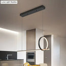 DecorBites™ Modernist Linear and Ring LED Island Chandelier in Black for Dining Room
