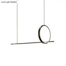 DecorBites™ Modernist Linear and Ring LED Island Chandelier in Black for Dining Room