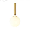 Modernist black & gold white glass pendant light kitchen globe lamp