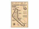 Beige wooden monaco grand prix race track map living room wall art